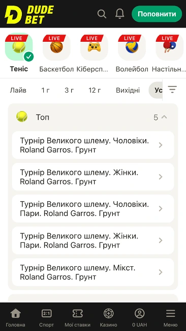 Ставки в БК DudeBet